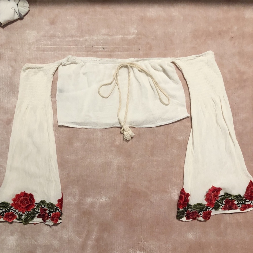 zaful cropped off the shoulder top